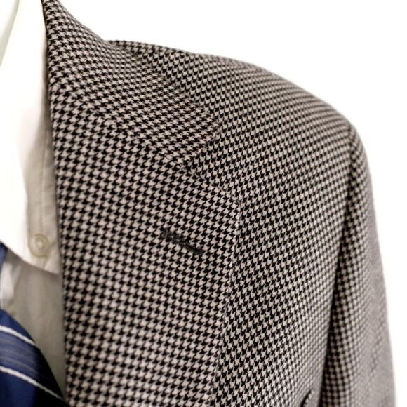 Arnold‎ Brant Thick 100% Cashmere Houndstooth Black White 3 Button Blazer 38S - Picture 2 of 12